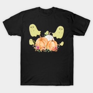 Halloween Ghost And Pumpkin T-Shirt